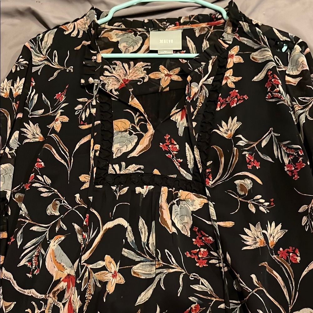 Maeve Black Floral Blouse